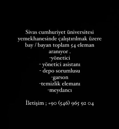 Sivas’ta o kuruma vasıflı vasıfsız 54 personel alınacak!