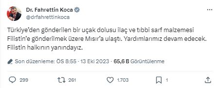 Bakan açıkladı! Yardımlarımız Gazze’ye Gidiyor!