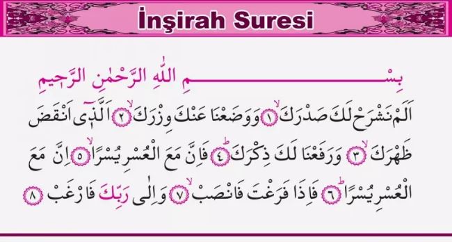İnşirah suresinin faziletleri nelerdir?
