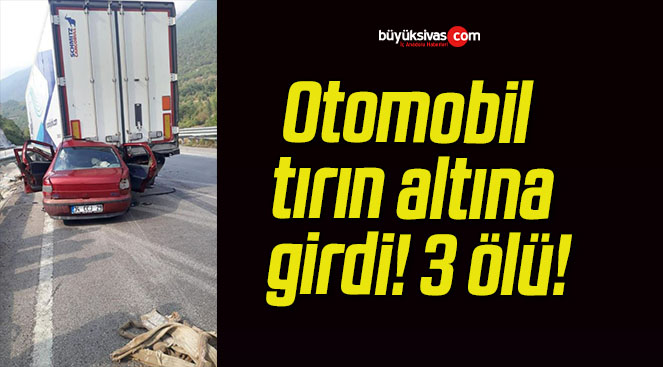 Otomobil tırın altına girdi! 3 ölü!