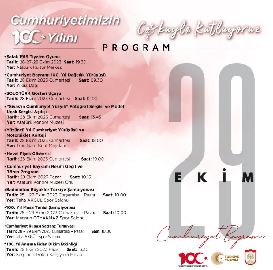 Valilik Programı Açıkladı! Sivas’ta Cumhuriyetin 100. Yılında Neler Yapılacak? İşte Program!