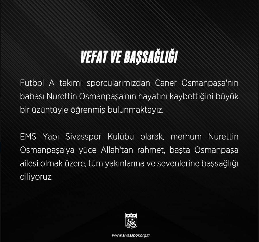 Acı Haberi Sivasspor Duyurdu! Ünlü Futbolcunun Acı Günü!