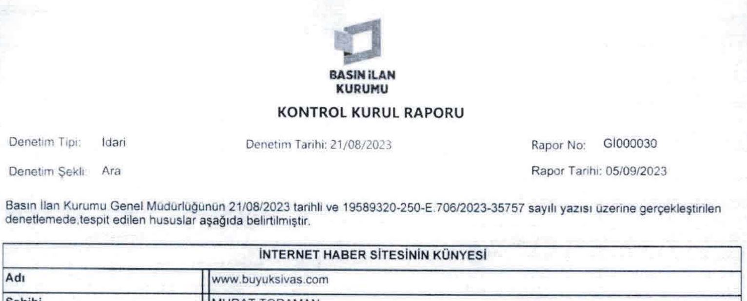 Sivas’ta BİK tarafından “denetlenen” tek internet haber sitesiyiz
