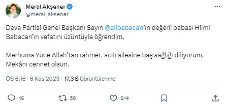Acı Haberi Meral Akşener Verdi! O Genel Başkan Babasını Kaybetti!