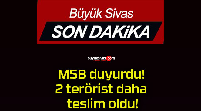MSB duyurdu! 2 terörist daha teslim oldu!