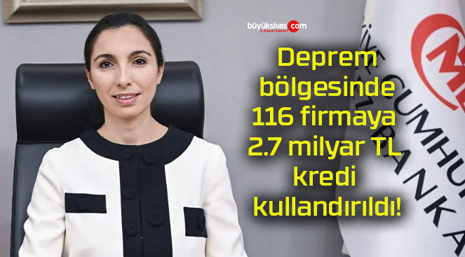 Deprem bölgesinde 116 firmaya 2.7 milyar TL kredi kullandırıldı!