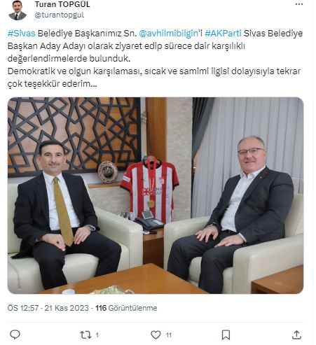 Belediye Başkan Aday Adayı Topgül Belediye Başkanı Bilgin’i Ziyaret Etti!