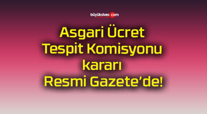 Asgari Ücret Tespit Komisyonu kararı Resmi Gazete’de!