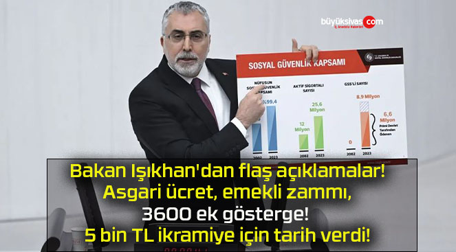 Bakan Işıkhan’dan flaş açıklamalar! Asgari ücret, emekli zammı, 3600 ek gösterge! 5 bin TL ikramiye için tarih verdi!