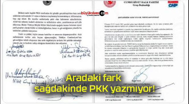 Aradaki fark sağdakinde PKK yazmıyor!
