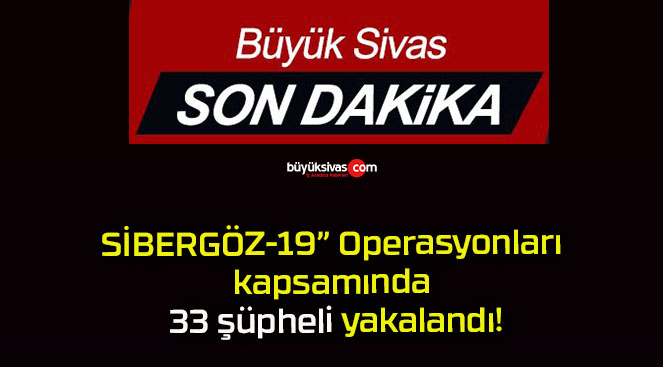 SİBERGÖZ-19” Operasyonları kapsamında 33 şüpheli yakalandı!