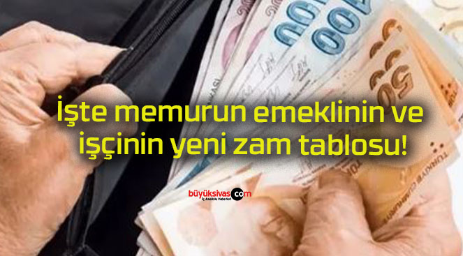 İşte memurun emeklinin ve işçinin yeni zam tablosu!