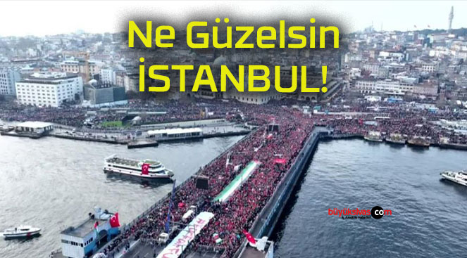 Galata Köprüsü’nde düzenlenen Filistin’e destek yürüyüşüne binlerce vatandaş akın etti!