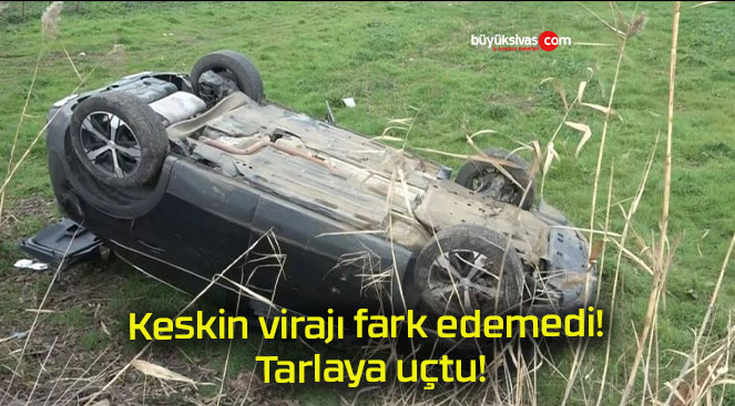 Keskin virajı fark edemedi! Tarlaya uçtu!