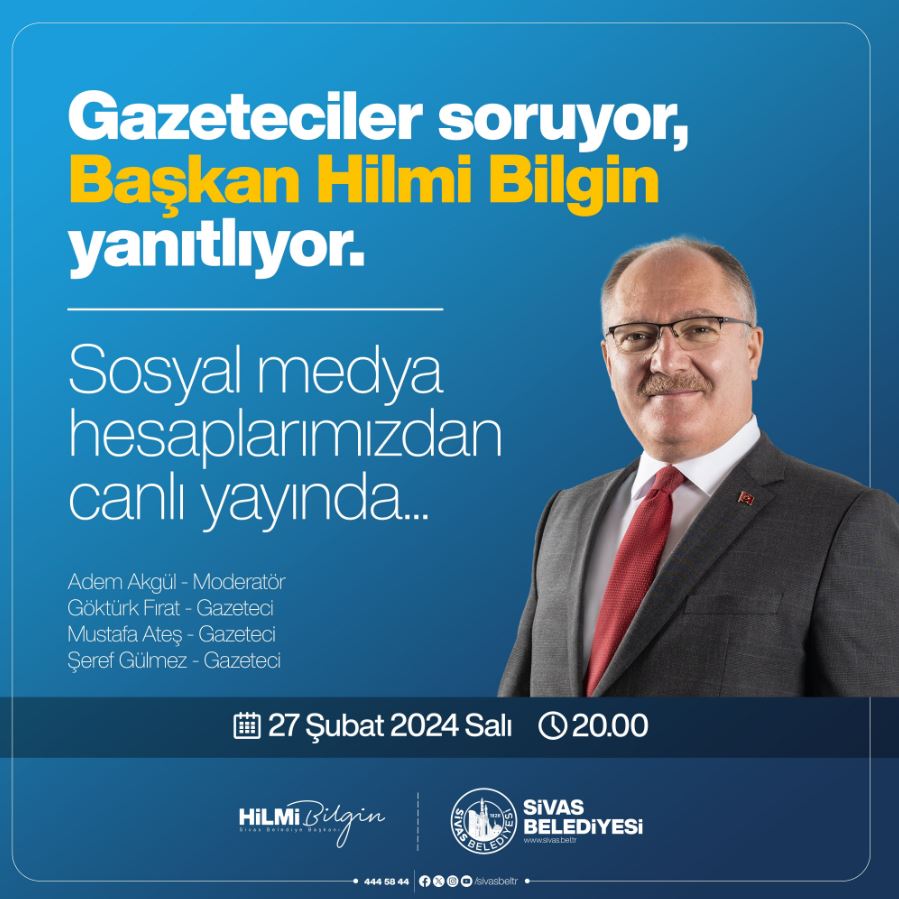Başkan Bilgin Bugün Saat 20:00’de Canlı Yayında!
