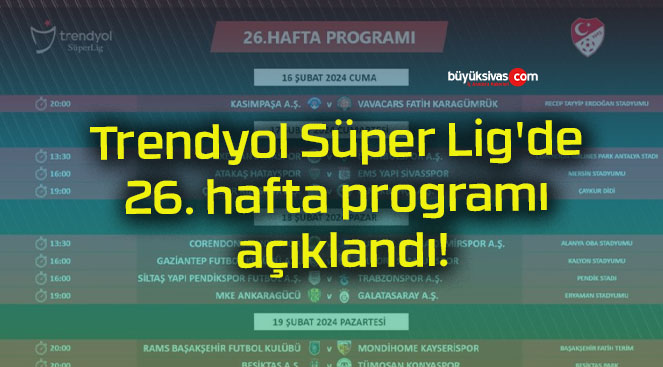 Trendyol Süper Lig’de 26. hafta programı açıklandı!
