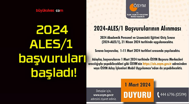 2024-ALES/1 başvuruları başladı!