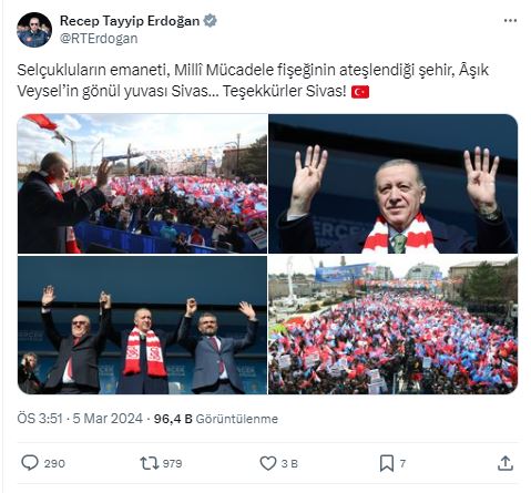 Cumhurbaşkanı Erdoğan’dan Sivas’a Teşekkür!