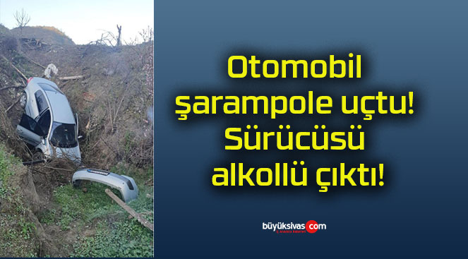 Otomobil şarampole uçtu! Sürücüsü alkollü çıktı!