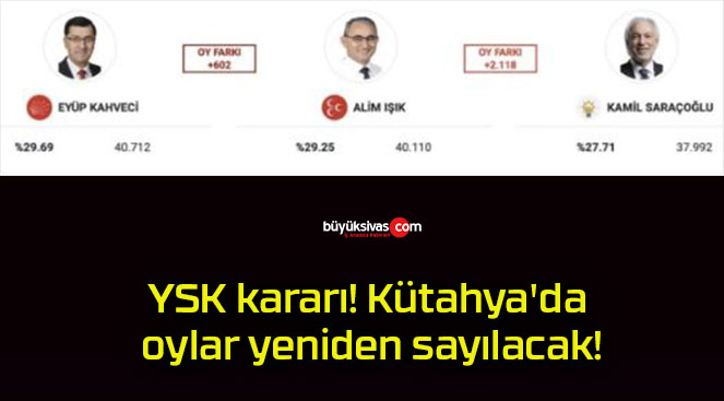 YSK kararı! Kütahya’da oylar yeniden sayılacak!