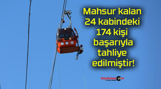 Mahsur kalan 24 kabindeki 174 kişi başarıyla tahliye edilmiştir!
