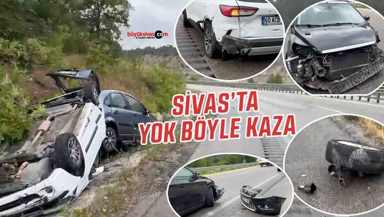 Sivas’ta şok eden görüntüler… 4 araç neredeyse kullanılmaz halde