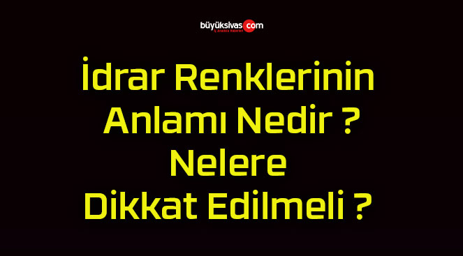 İdrar Renklerinin Anlamı Nedir ? Nelere Dikkat Edilmeli ?