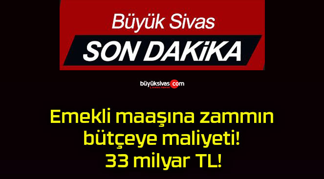 Emekli maaşına zammın bütçeye maliyeti! 33 milyar TL!