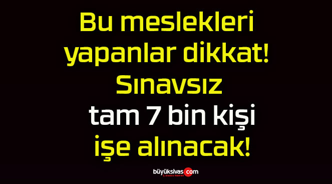 Bu meslekleri yapanlar dikkat! Sınavsız tam 7 bin kişi işe alınacak!