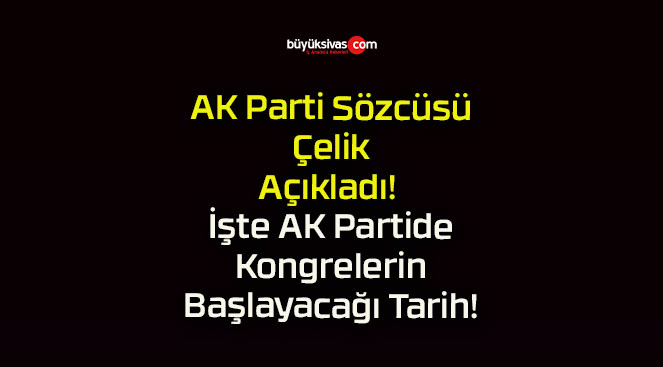 AK Parti Sözcüsü Çelik Açıkladı! İşte AK Partide Kongrelerin Başlayacağı Tarih!