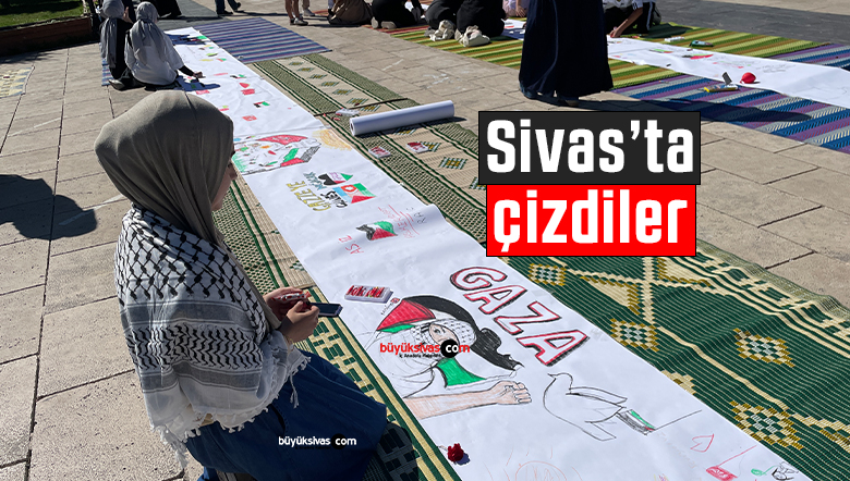 Sivas’ta Filistinli çocuklara destek için çizdiler