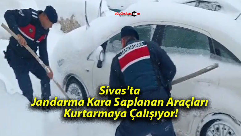 Sivas’ta Jandarma Kara Saplanan Araçları Kurtarmaya Çalışıyor!