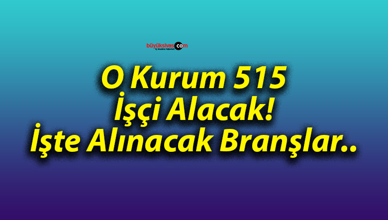 O Kurum 515 İşçi Alacak! İşte Alınacak Branşlar..