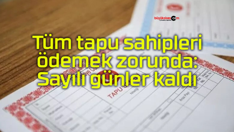 Tüm tapu sahipleri ödemek zorunda: Sayılı günler kaldı