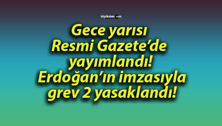 Gece yarısı Resmi Gazete’de yayımlandı! Erdoğan’ın imzasıyla grev 2 yasaklandı!