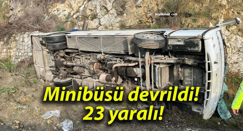 Minibüsü devrildi! 23 yaralı!