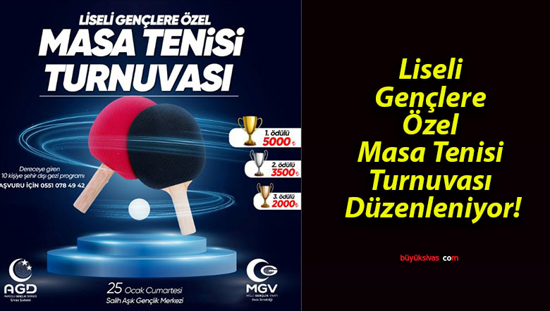 Liseli Gençlere Özel Masa Tenisi Turnuvası Düzenleniyor!