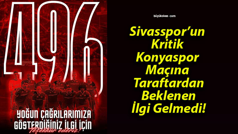 Sivasspor’un Kritik Konyaspor Maçına Taraftardan Beklenen İlgi Gelmedi!