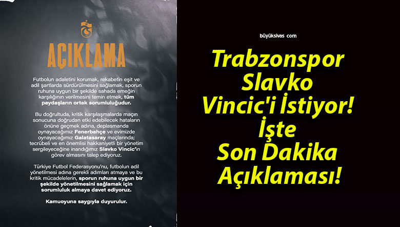Trabzonspor Slavko Vincic’i İstiyor! İşte Son Dakika Açıklaması!