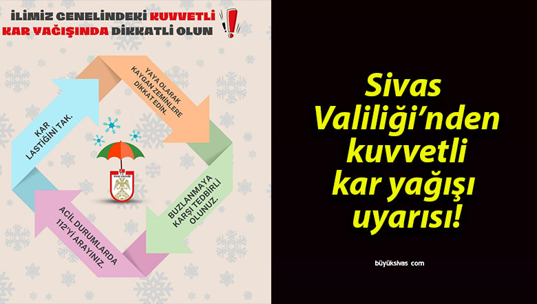Sivas Valiliği’nden kuvvetli kar yağışı uyarısı!