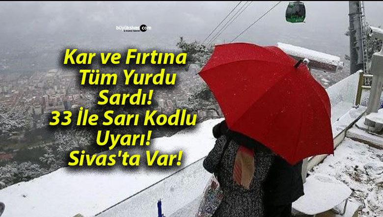 Kar ve Fırtına Tüm Yurdu Sardı! 33 İle Sarı Kodlu Uyarı! Sivas’ta Var!