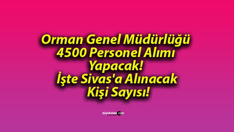 Orman Genel Müdürlüğü 4500 Personel Alımı Yapacak! İşte Sivas’a Alınacak Kişi Sayısı!