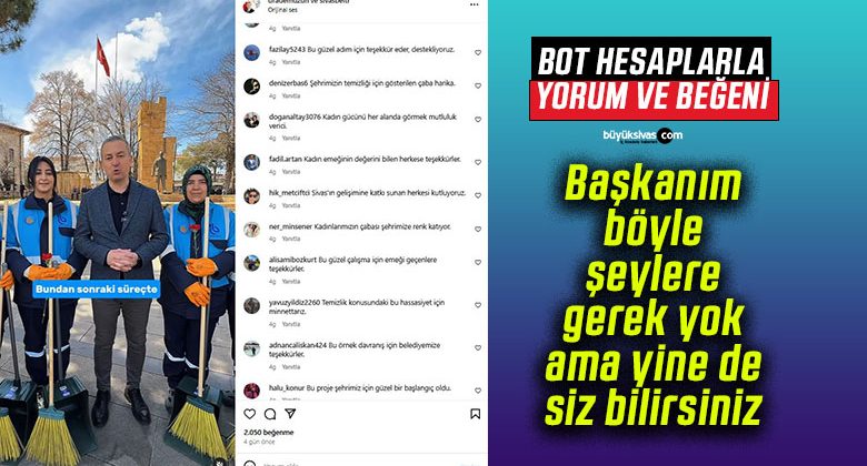 Adem Uzun bot hesaplarla yorum ve beğeni yaptırıyor