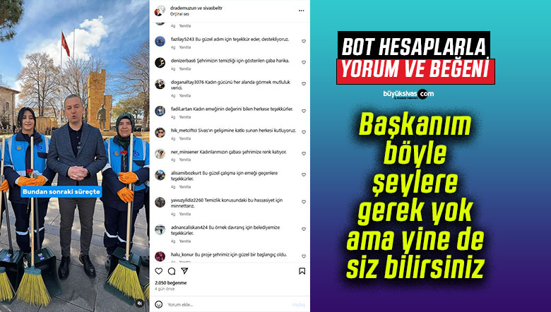 Adem Uzun bot hesaplarla yorum ve beğeni yaptırıyor