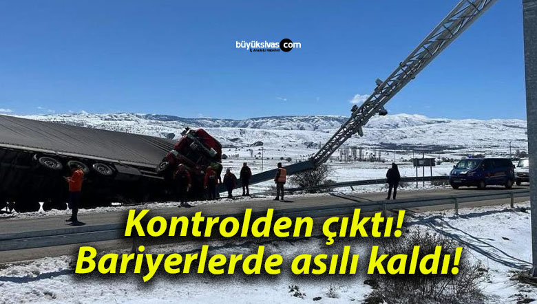 Kontrolden çıktı! Bariyerlerde asılı kaldı!