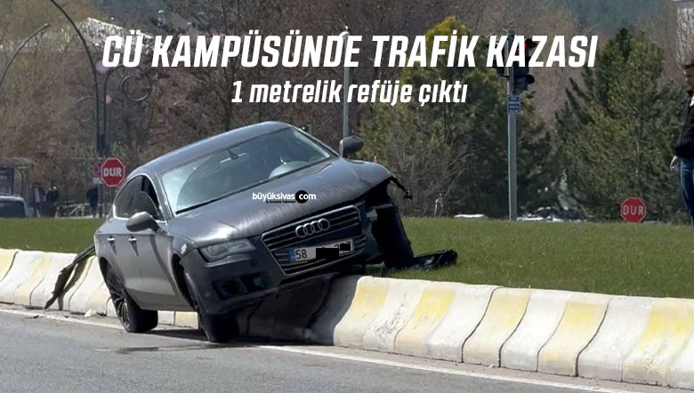 SCÜ kampüs yolunda kontrolden çıkan araç refüje çıktı