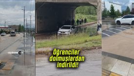 Sivas’ta yoğun yağış üniversite yollarını göle çevirdi! Öğrenciler dolmuşlardan indirildi!