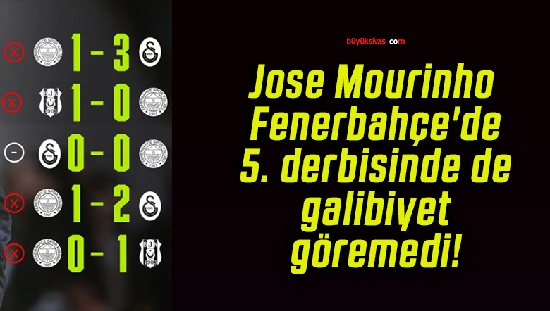 Jose Mourinho Fenerbahçe’de 5. derbisinde de galibiyet göremedi!