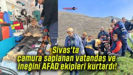 Sivas’ta çamura saplanan vatandaş ve ineğini AFAD ekipleri kurtardı!