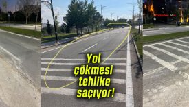 Muhsin Yazıcıoğlu Bulvarı’nda yol çökmesi tehlike saçıyor!